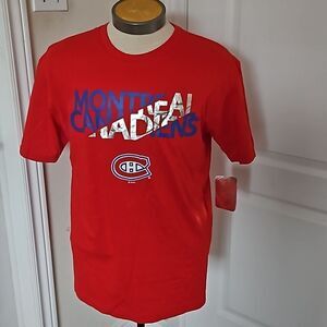NHL Men's Canadian Montreal Logo Short Sleeves Cotton T-Shirt Large Red